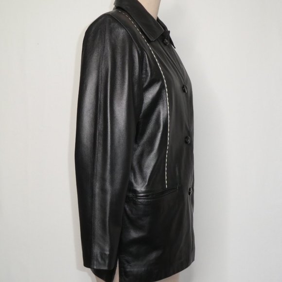 Piel & MODA Black Leather  Blazer / Jacket SIZE 40 - Picture 3 of 16